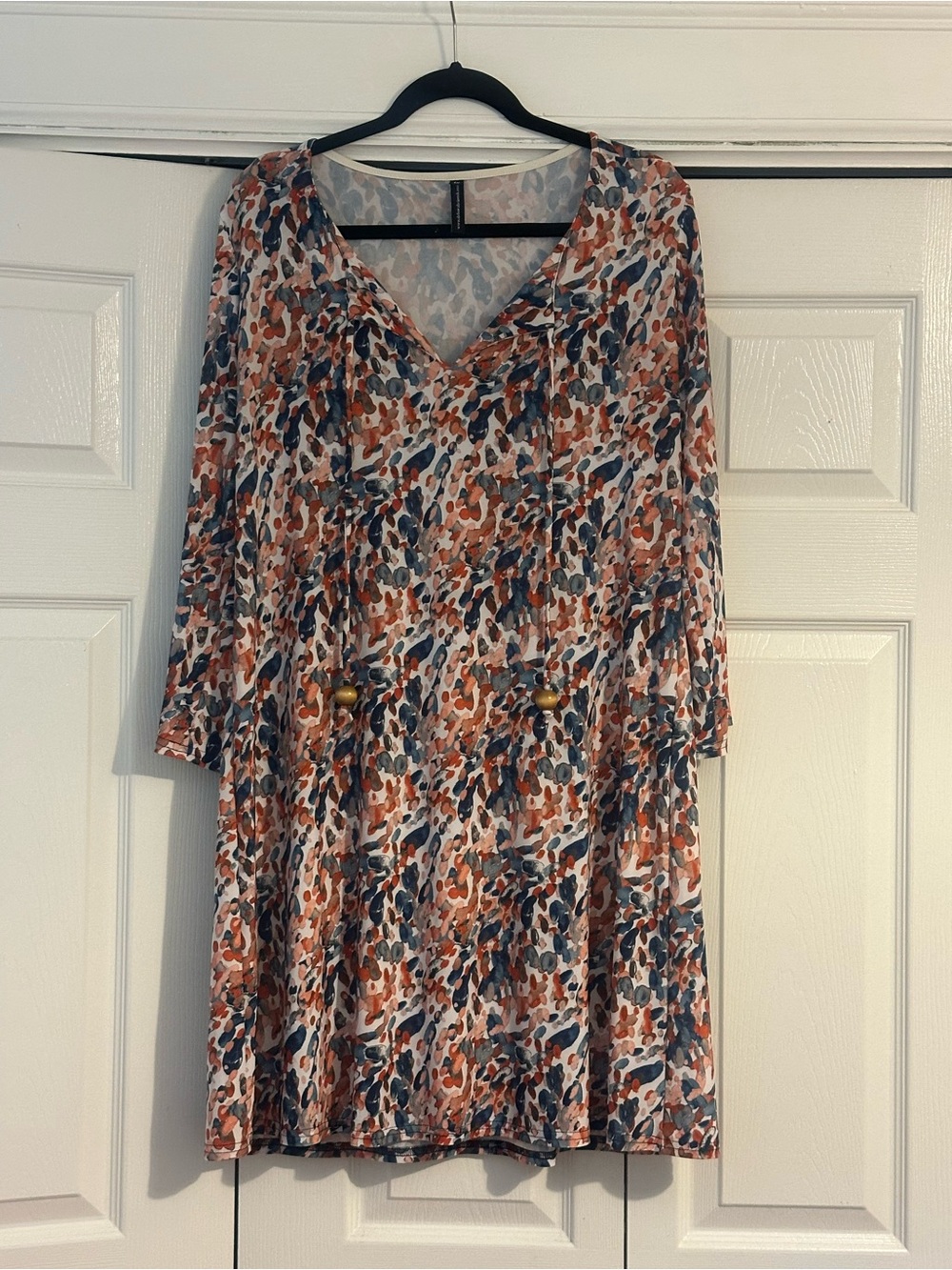 Women's Long Sleeve Print Tunic Dress - Multicolor